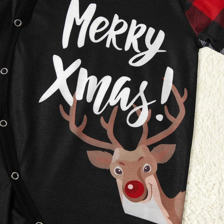 Merry Xmas Reindeer Print Family Matching Pajamas Sets
