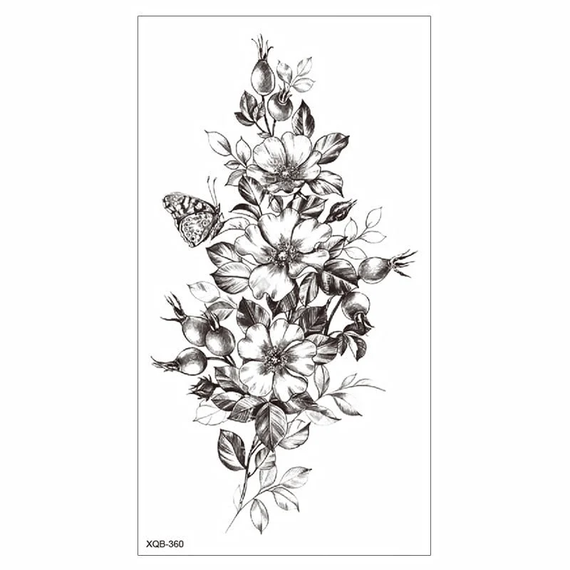 Waterproof Tattoo Sticker Temporary Tattoo Black Rose Tattoo Leg Chest Arm Tattoo Man Woman Tattoo Skin Tattoo Art Tatouage TaTy 515-1