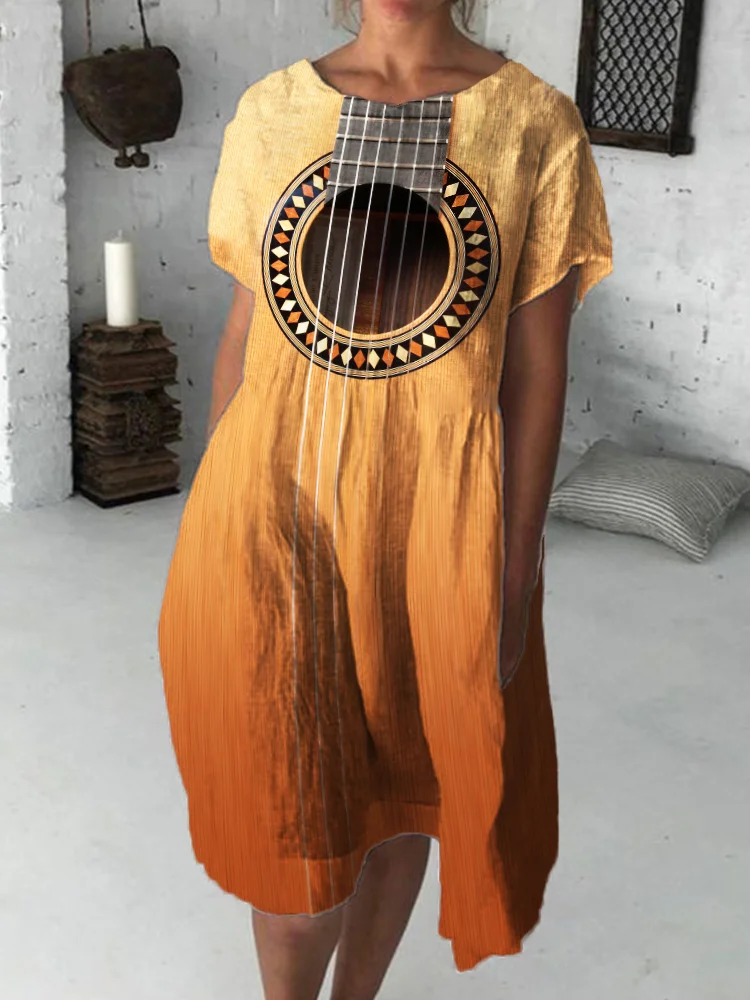 Music Lover Guitar Inspired Gradient Midi Dress
