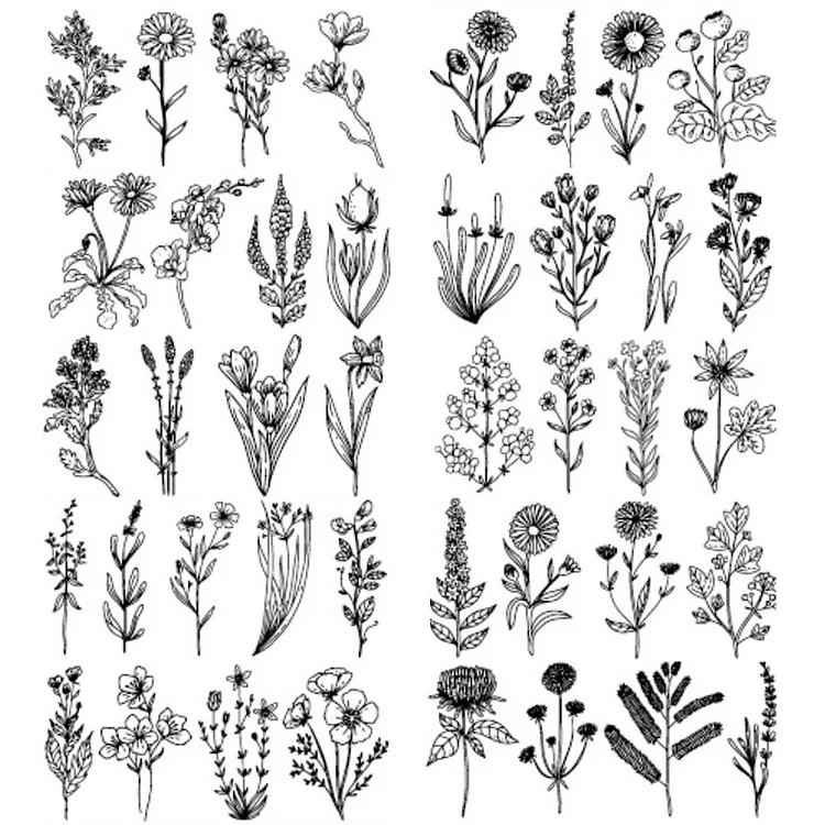 10pcs Body Tattoo Sticker Flower Cool Tattoos Grass for Men Women 68x140mm (D)