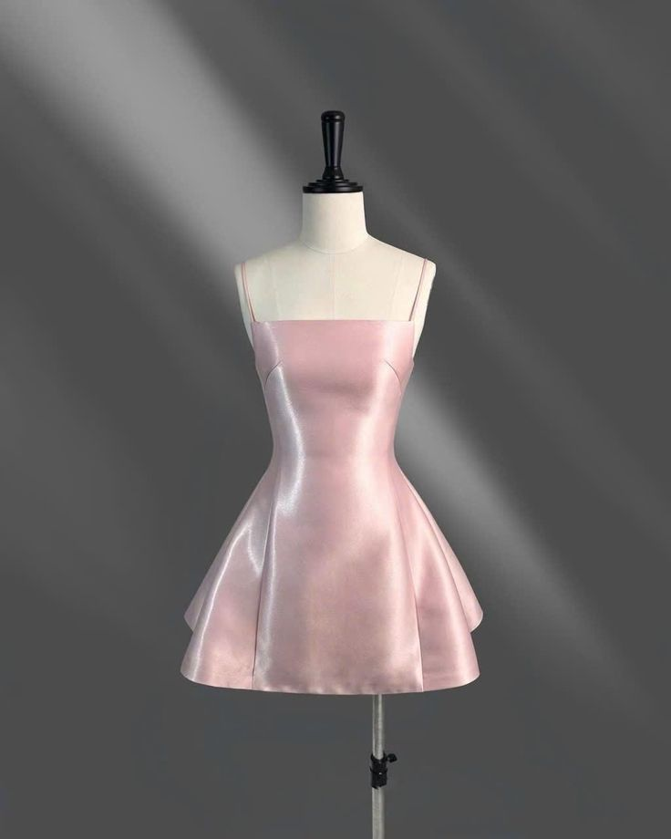 Pink Spaghetti-Straps Sleeveless Satin Mini Homecoming Dress HC0185