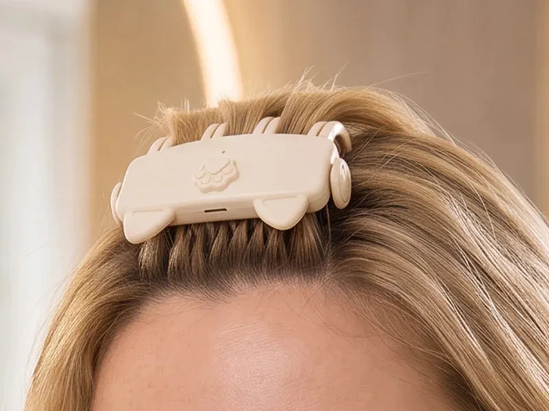 Close-up of the root lift clip styling hair at the crown