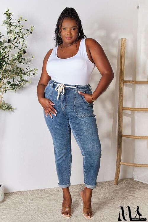 MidiSono - Judy Blue Full Size High Waist Drawstring Denim Jeans