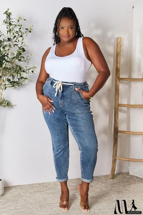MidiSono - Judy Blue Full Size High Waist Drawstring Denim Jeans