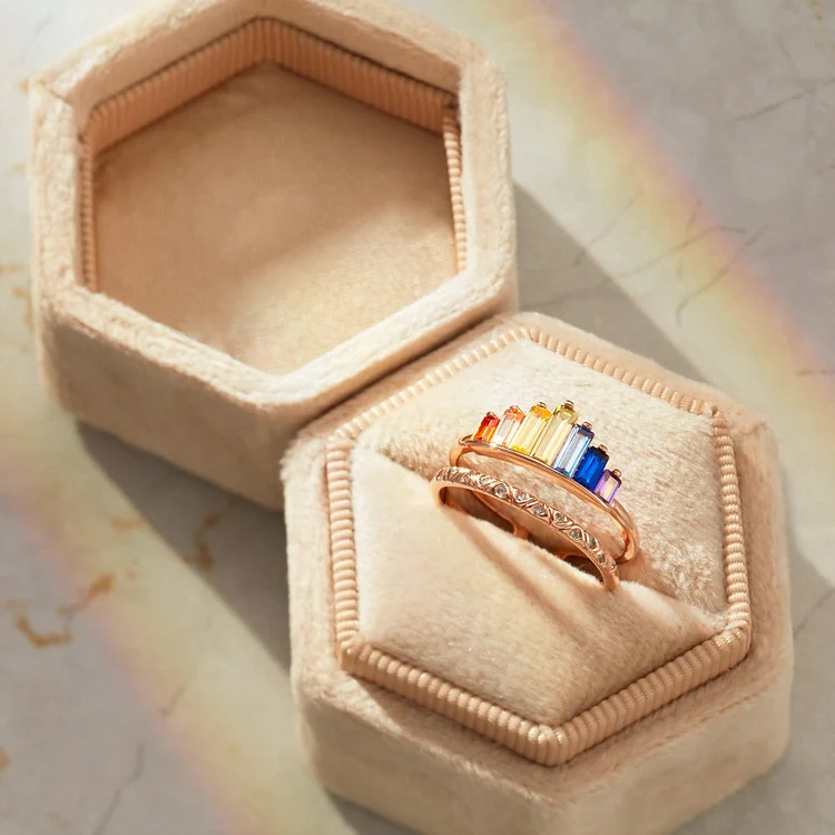 To My Daughter Double Band Rainbow Ring