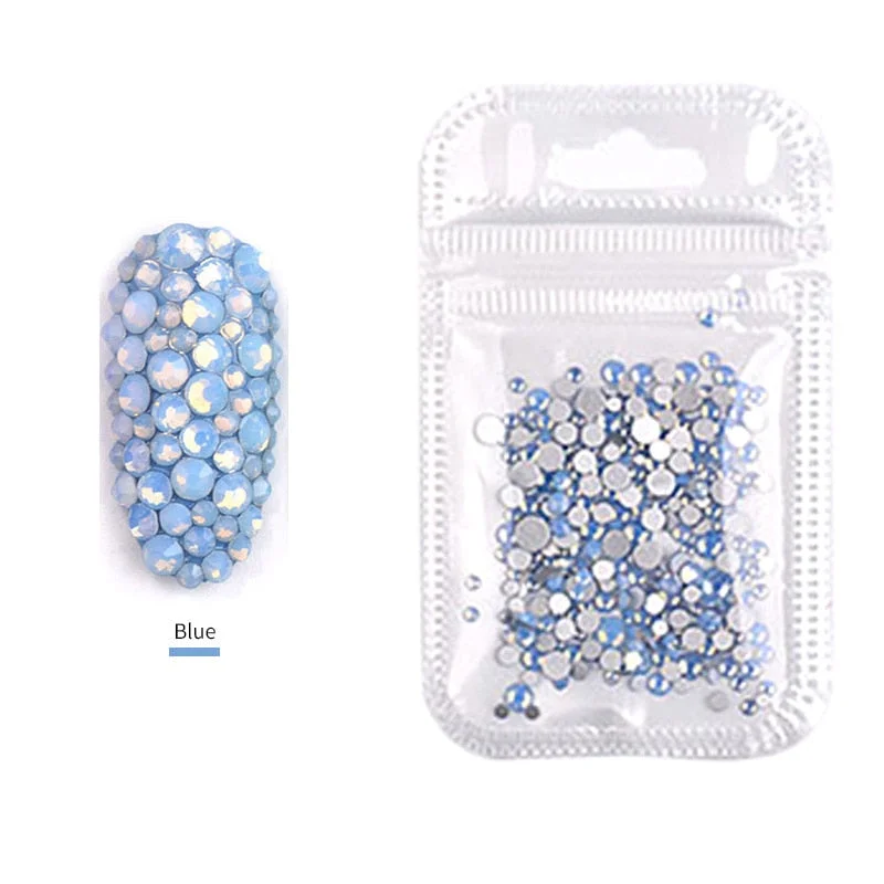 Crystals Clear AB Glass Rhinestone Stones Solid Flat Back Nail Ornaments Colorful Granular Three-Dimensional Nail Art Decoration-Nail Inspo