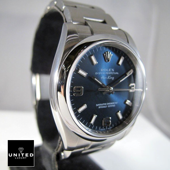 Rolex 114200 Air King Blue Dial Oyster Replica close