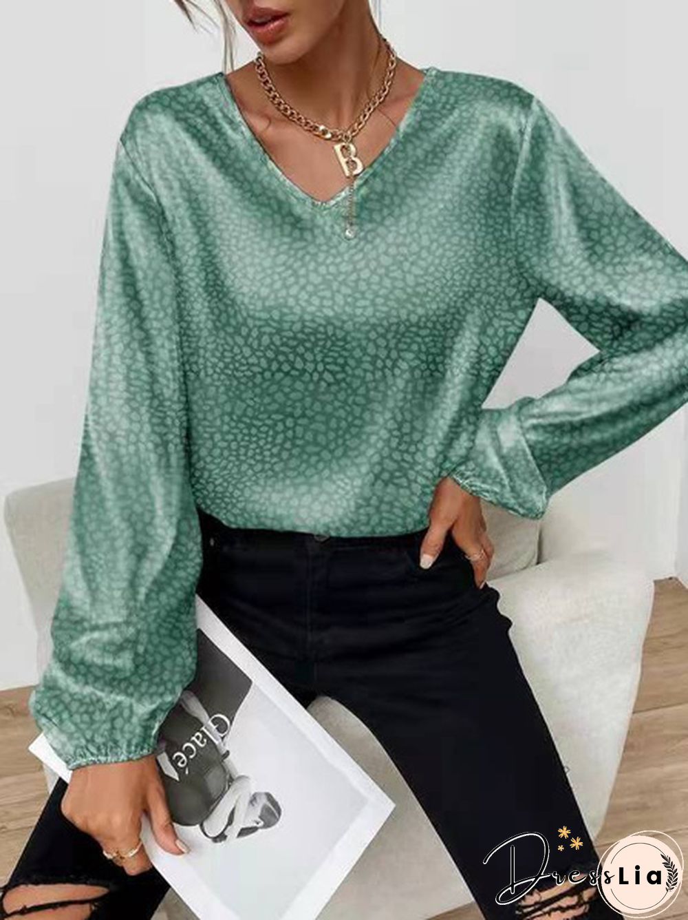 XS-8XL Spring Summer Tops Plus Size Fashion Clothes Women's Casual Long Sleeve Shirts Leopard Printed Chiffon Blouses Ladies Deep V-neck Loose T-shirts