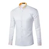 Men's Fashionable Collar Embroidered Solid Color Long Sleeve Loose Shirt