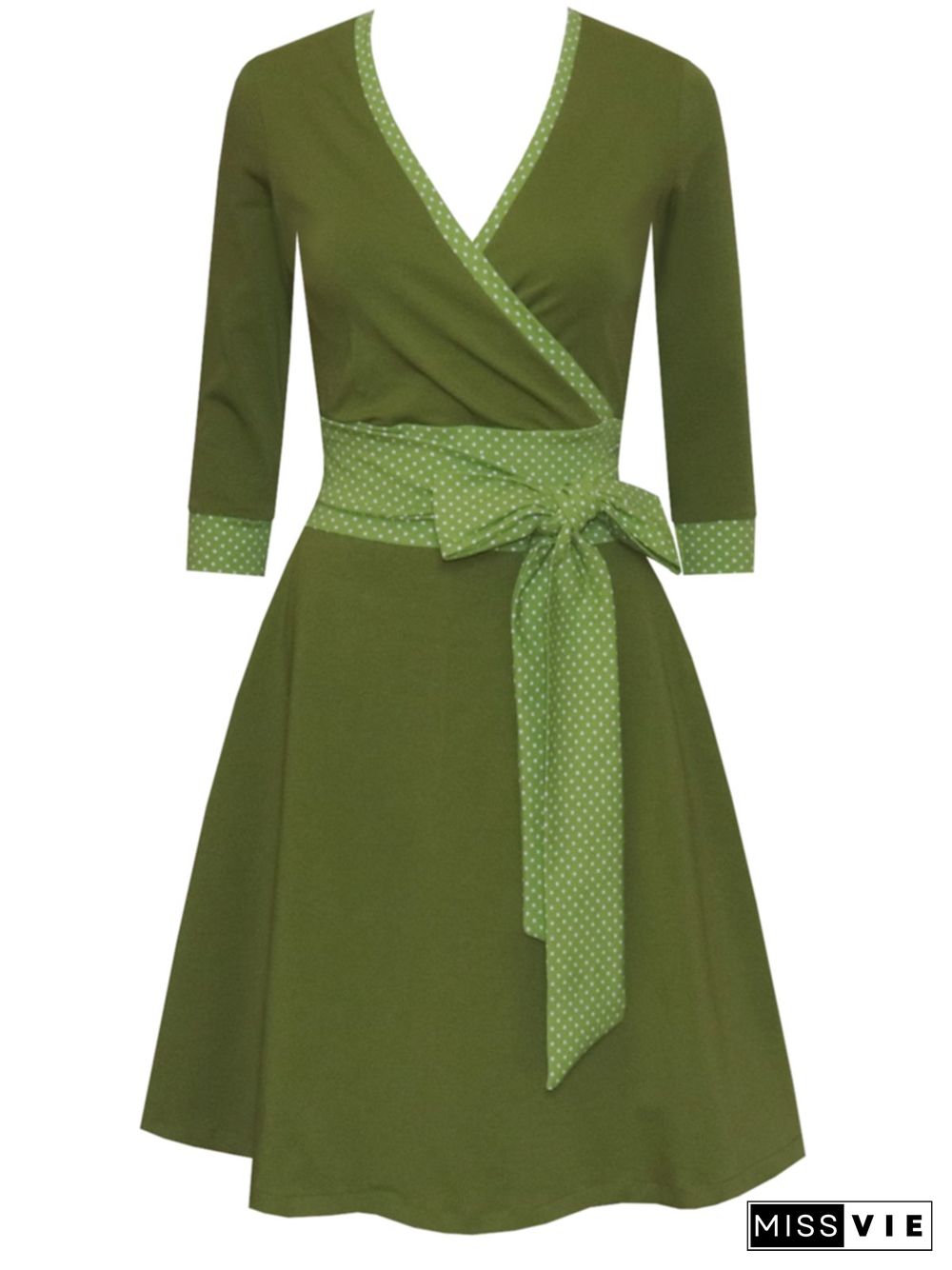 V Neck Cotton-Blend Casual Knitting Dress