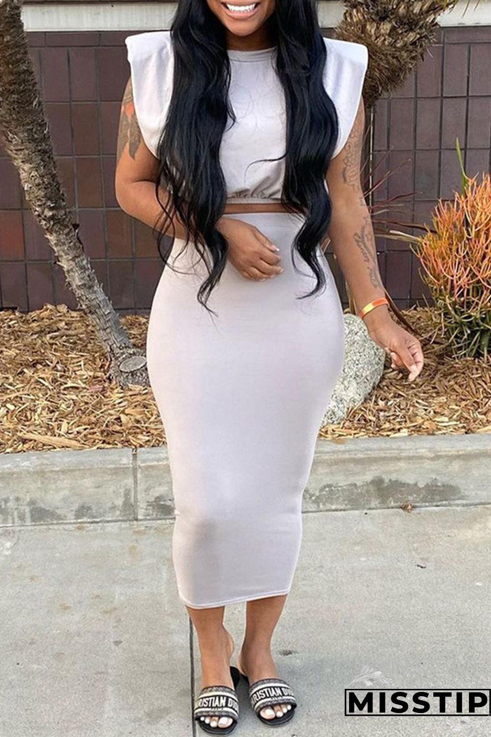 Tangerine Red Casual Solid Patchwork O Neck Short Sleeve Two Pieces