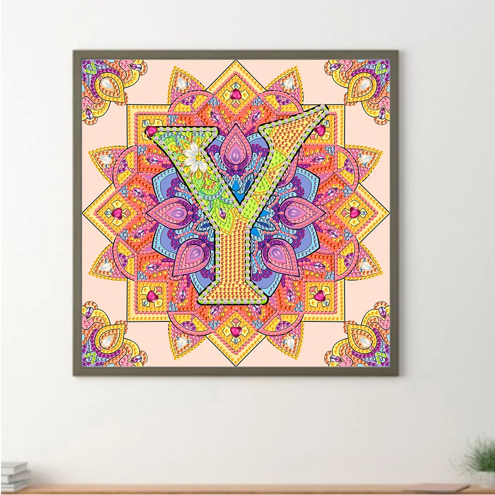Special Shape Diamond Painting 30*30cm - Y Letter Mandala
