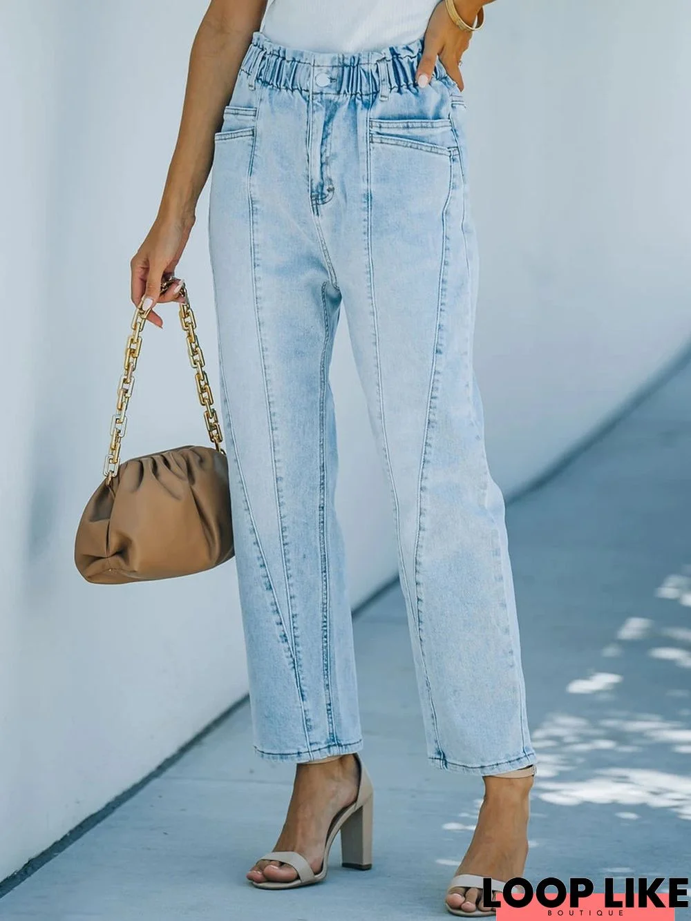 Plain Vacation Loose Denim&jeans