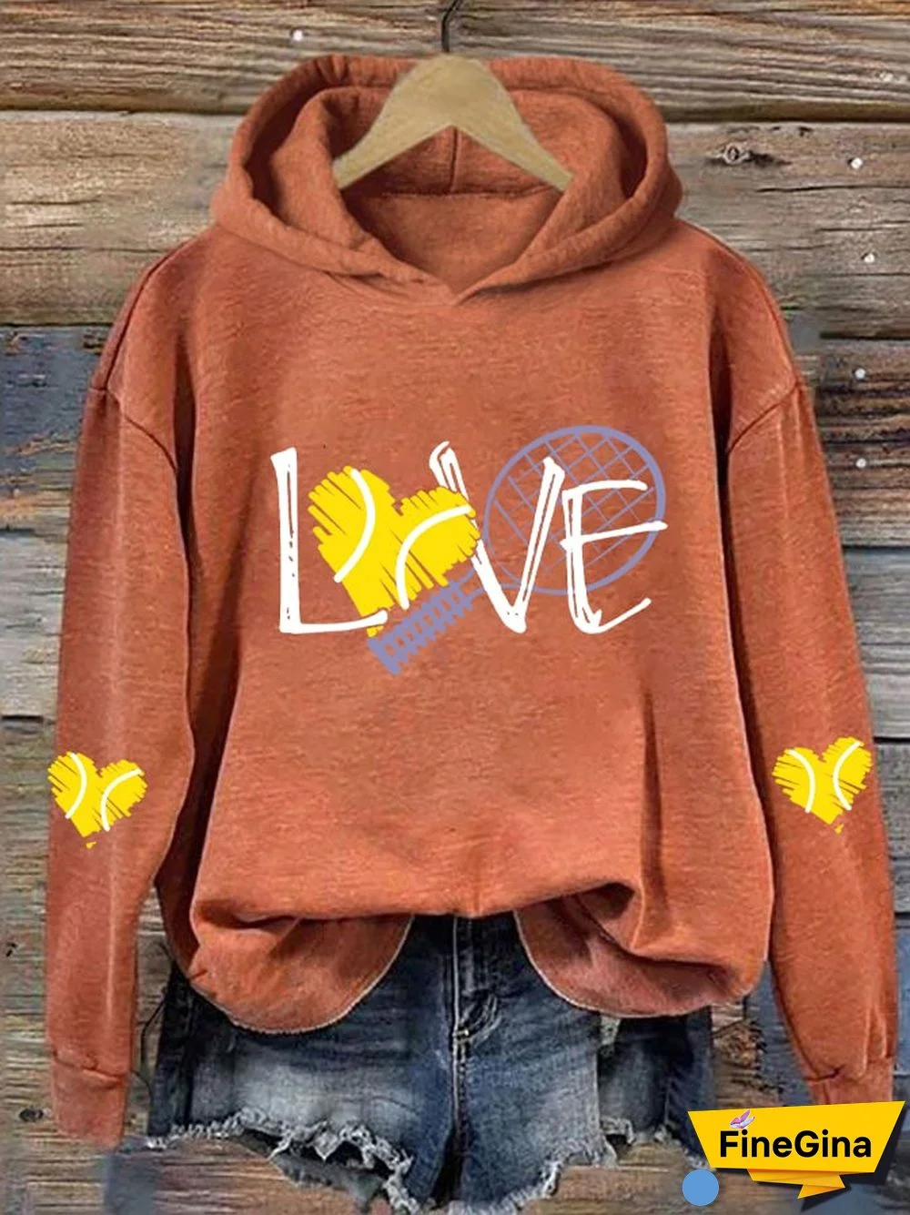 Women's Love Tennis Casual Hoodie