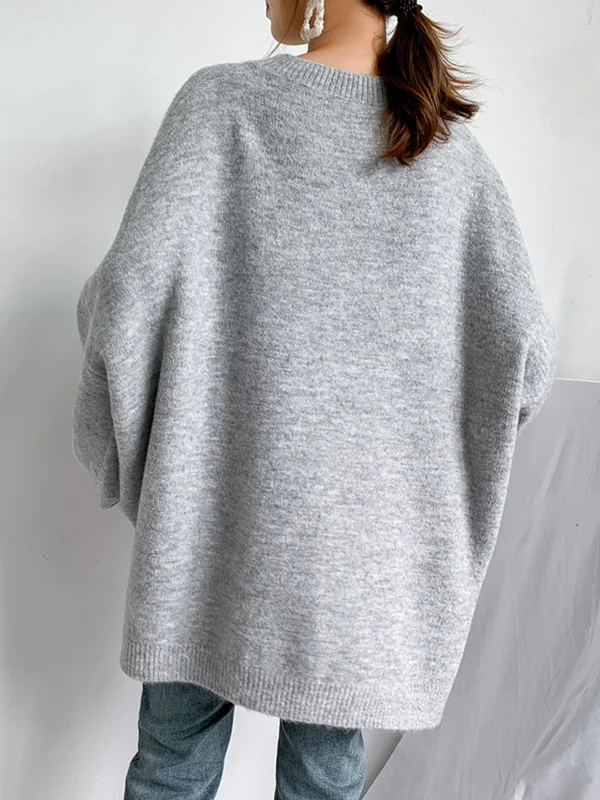 Effortless Sophistication: Mohair-Blend Loose Sweater Tops with Balloon ...