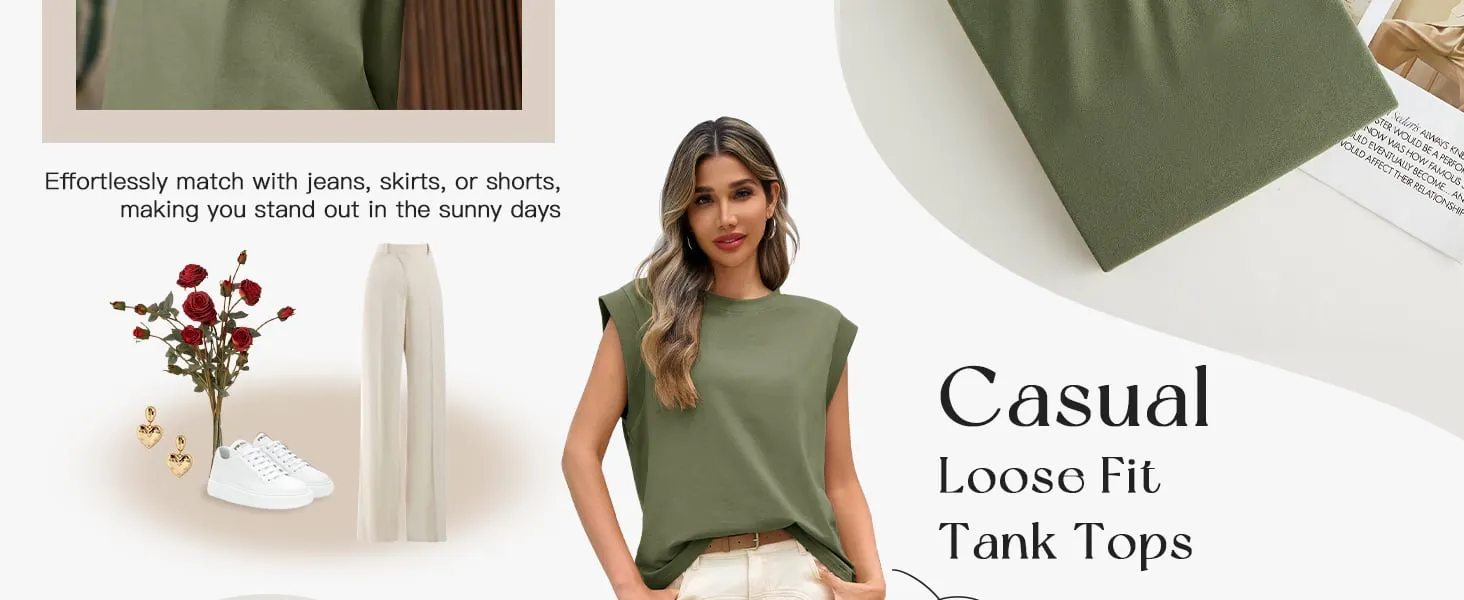 casual loose fit tank tops