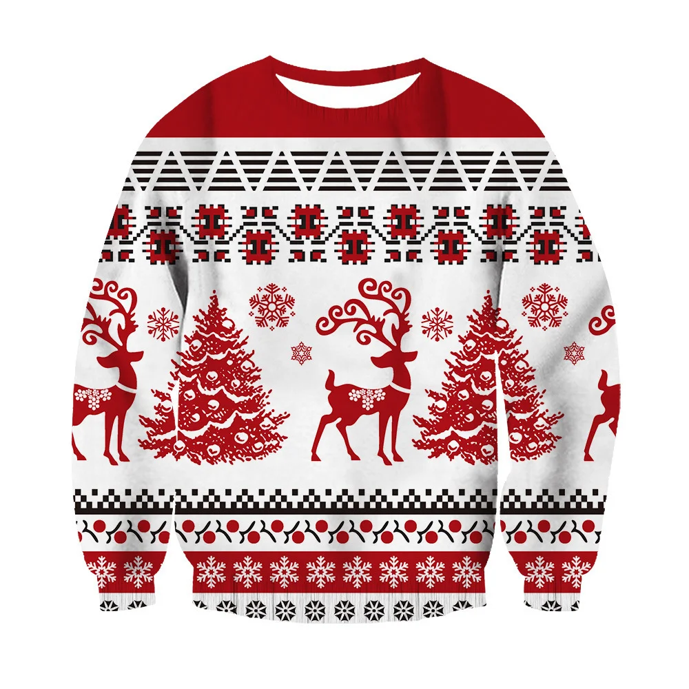Unisex 3D Printed Elk Christmas Sweatshirt、、URBENIE