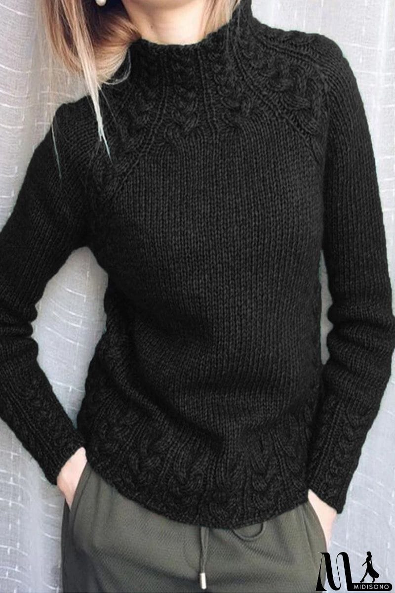 MidiSono - Casual Solid Color Half A Turtleneck Sweaters(6 Colors)