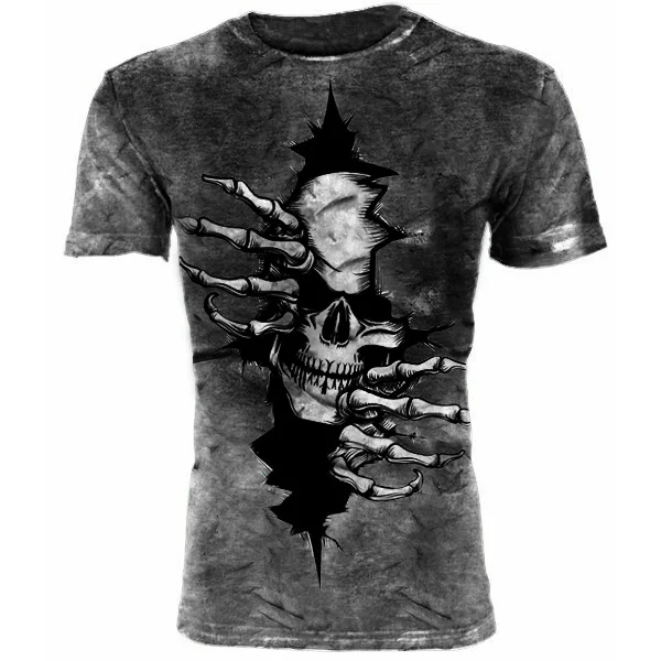 Men's retro printed casual short-sleeved T-shirt / [viawink] /