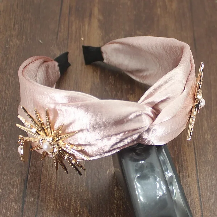 Elegant Fashion Hair Accessories Wide Side Headband Mix Crystal Baroque Tassel Hairband Center Cross Headwear For Women Wedding