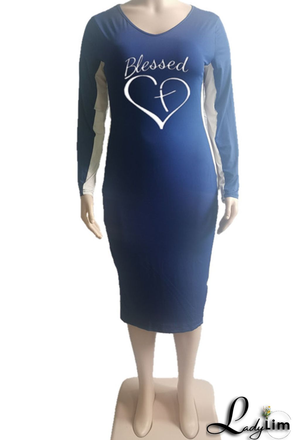 Black Casual Print Split Joint V Neck One Step Skirt Plus Size Dresses