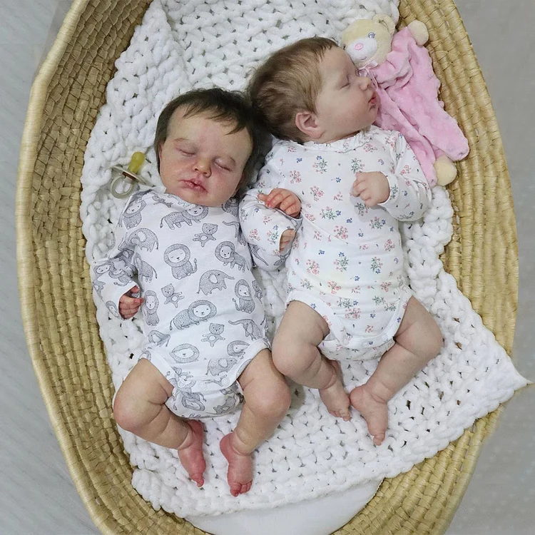 [Heartbeat💖 & Sound🔊] 20'' Reborn Twins Filika and Depola, Silicone Vinyl Simulation Girls Sisters Reborn Baby Doll Rebornartdoll® RSAW-Rebornartdoll®