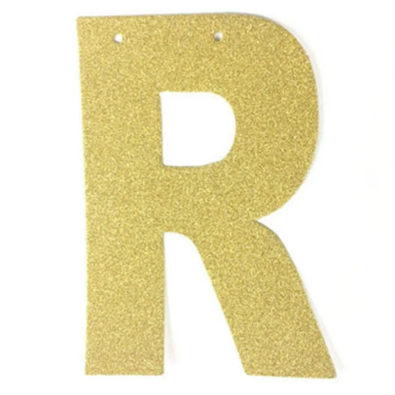 1Pcs/lot 13cm Personalized DIY Gold Glitter Paper Letter Banner Hanging Flags for Wedding Birthday Party Festival Decorations