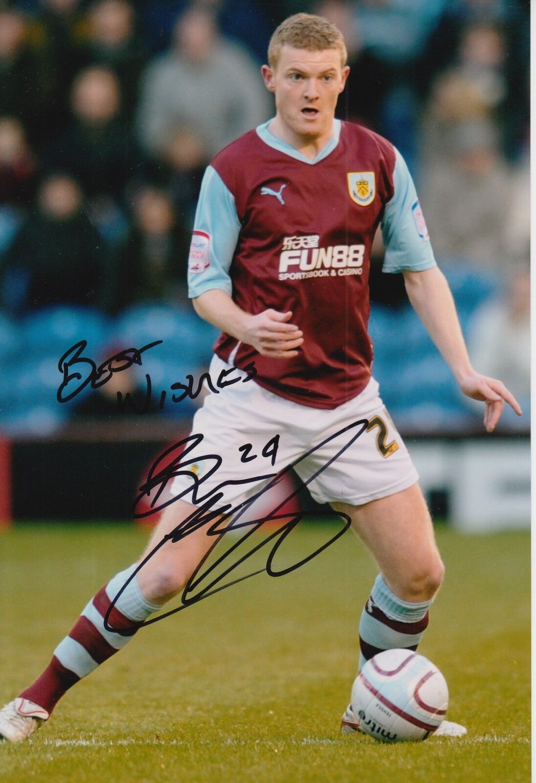 BURNLEY HAND SIGNED BRIAN EASTON 12X8 Photo Poster painting.