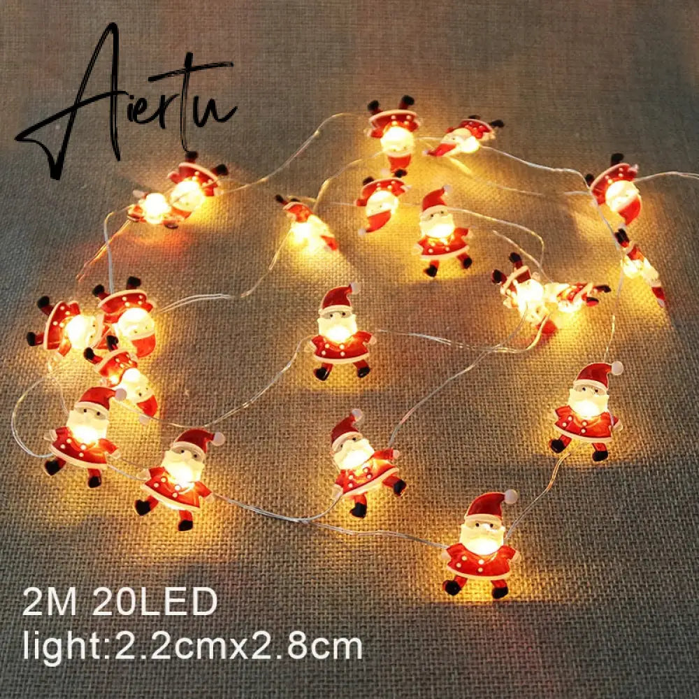 2M Christmas Decorative String Lights Santa Claus Deer Light Strings Christmas Decorations Navidad Xmas Ornaments New Year Aiertu