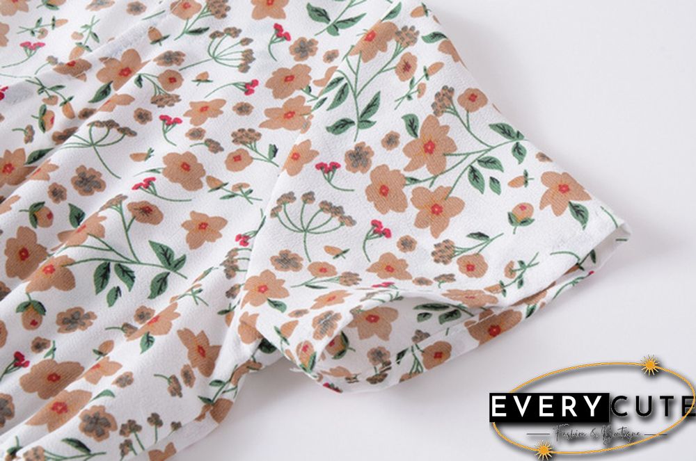 Disty Floral Ruffle Hem Elastic Waist Summer Dress