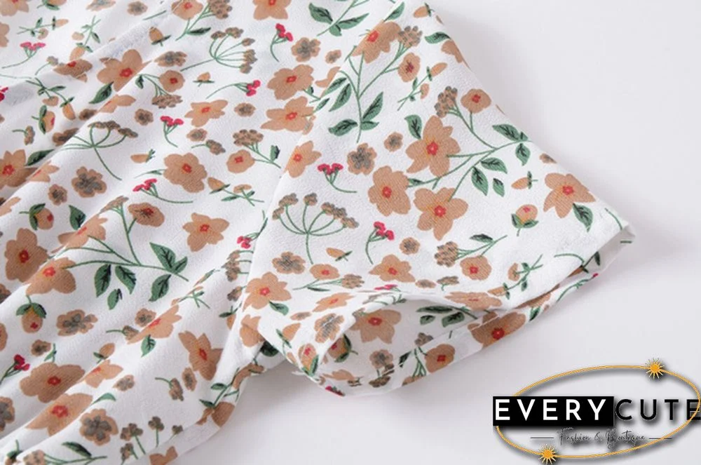 Disty Floral Ruffle Hem Elastic Waist Summer Dress