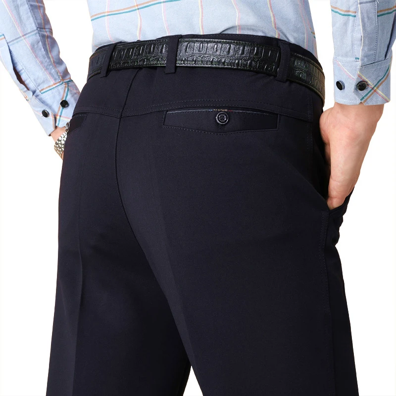 Lookouta 2024 Brand Men's Trousers Middle-aged Men Trousers Casual Loose Thin Pants for Male Straight High Waist Man Trouser Pant