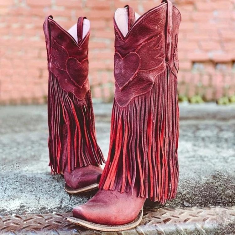 Casual Suede Low Heel All Season Fringed Boots -boots