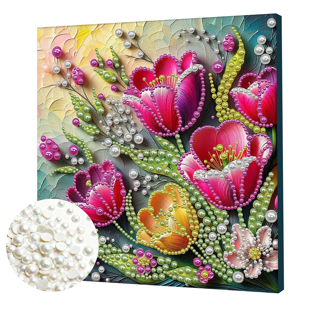 Tulip - DIY Pearl Diamond Art Kit With Frame 30*30cm