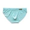 Men's Low Waist Sexy Solid Color Ice Silk Quick Dry Transparent Convex Bag Underwear