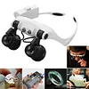 LED Light Magnifier Glasses Portable 10X/15X/20X/25X Lens Loupe Eyewears