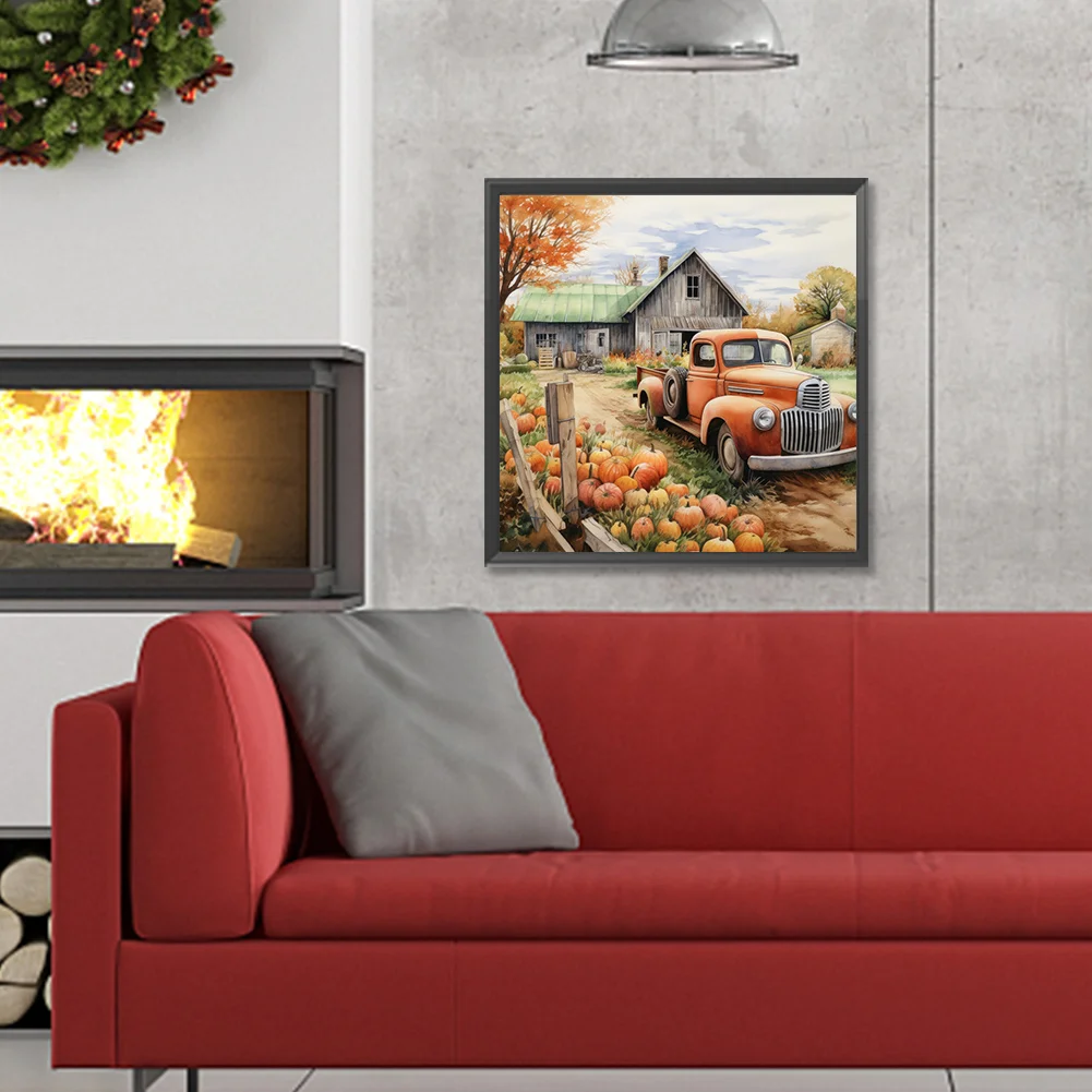 Diamond Painting - Full Round Drill - Farm Vintage Car(Canvas|30*30cm)