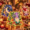 DIY Wooden Diamond Painting Pearl Tent House with Lights, Holiday Tabletop Art Craft Kit with String Lights, Christmas Home Decor Gift