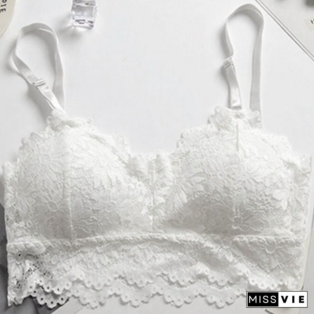 Sexy Lace Bralette Tube Tops Bandeau Summer Women Lace Bra Tanks Crop Tops Bandeau Girl Underwear Solid Color Camisole Hot Sale