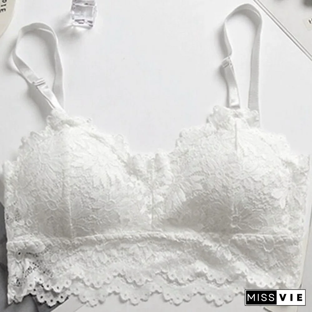 Sexy Lace Bralette Tube Tops Bandeau Summer Women Lace Bra Tanks Crop Tops Bandeau Girl Underwear Solid Color Camisole Hot Sale