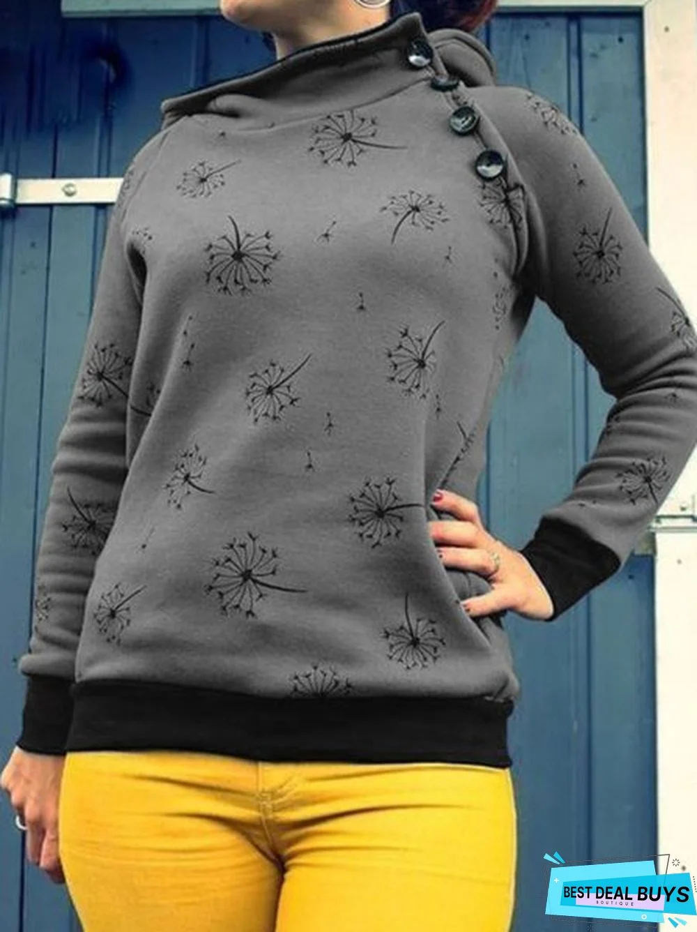 Casual Floral-Print Sweatshirts