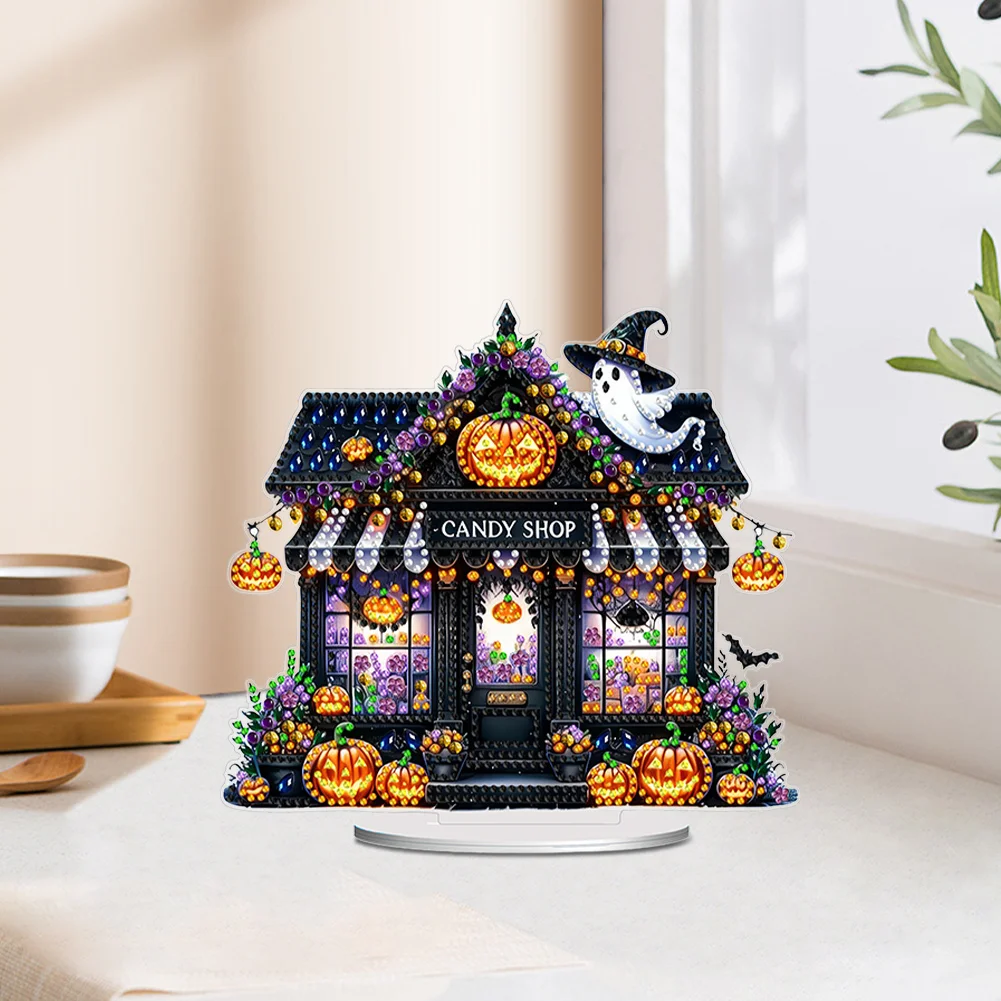 DIY Halloween Haunted Acrylic Diamond Painting Desktop Ornaments Bedroom Table Decor