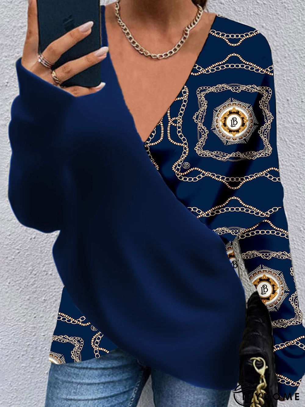 Abstract Urban Long Sleeve Loosen Blouse | IFYHOME