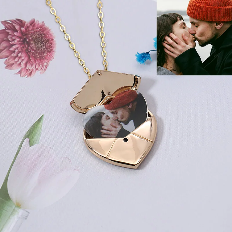 Custom Photo Heart Bag Necklace