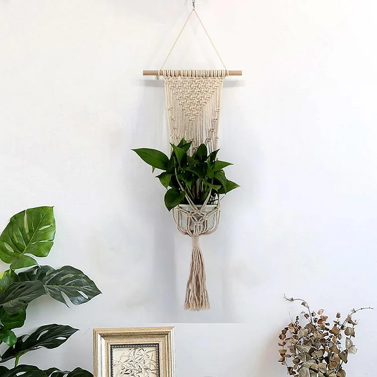 Tasseled Crochet Hanging Basket Decoration