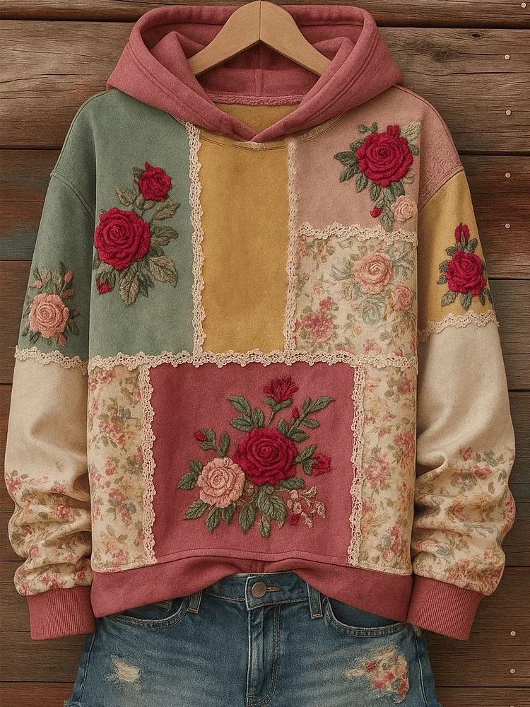 Damen Retro Kunst Blumen regelm&auml;&szlig;ig Sweatshirt