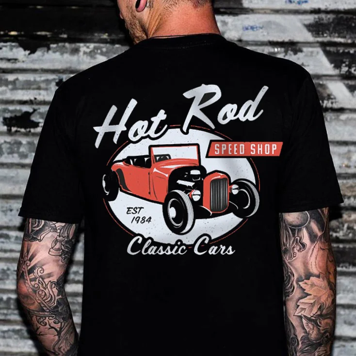 HOT ROD SPEED SHOP Classic Car Print Men's T-shirt