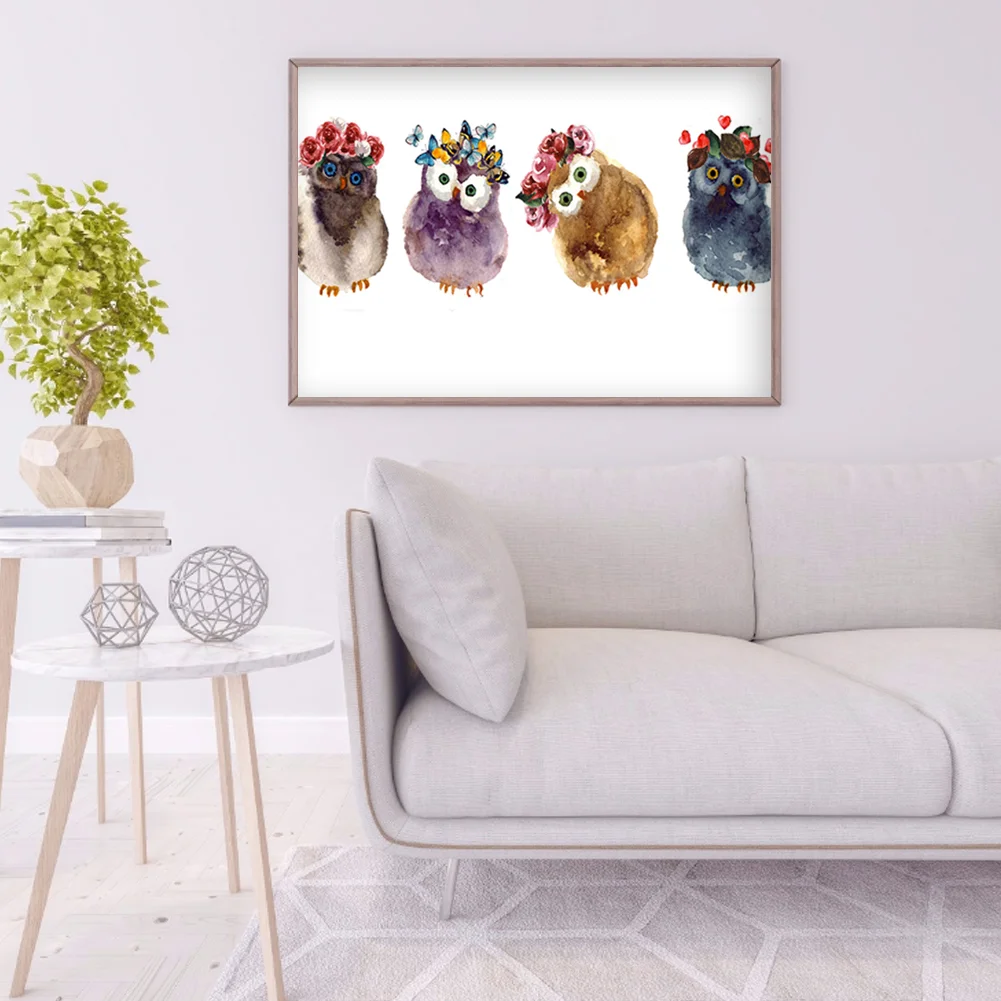 Full Round Diamond Painting 40*30cm - Colorful Owl