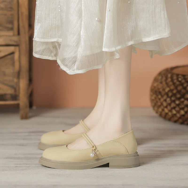 Uveng Uveng Chinese Shoes With Skirt Summer Loafers Mary Jane Women's Shoes Women's French Shallow Flat Single Shoes