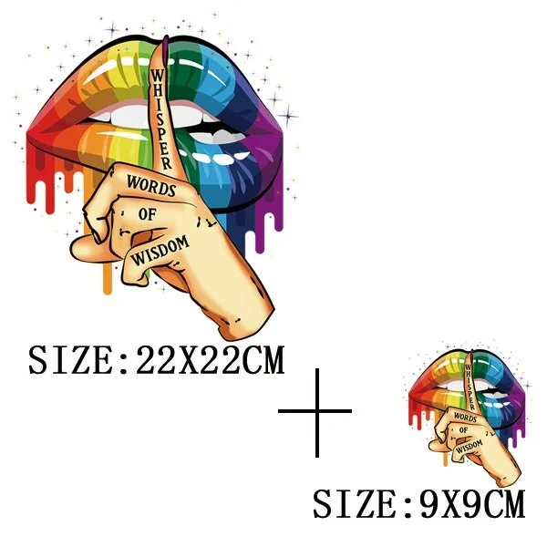 Beautiful Lip Thermal Stickers On T-shirt DIY Washable Patches On Clothes Sex Design  Iron On Transfers On Hoodies Bag Appliqued